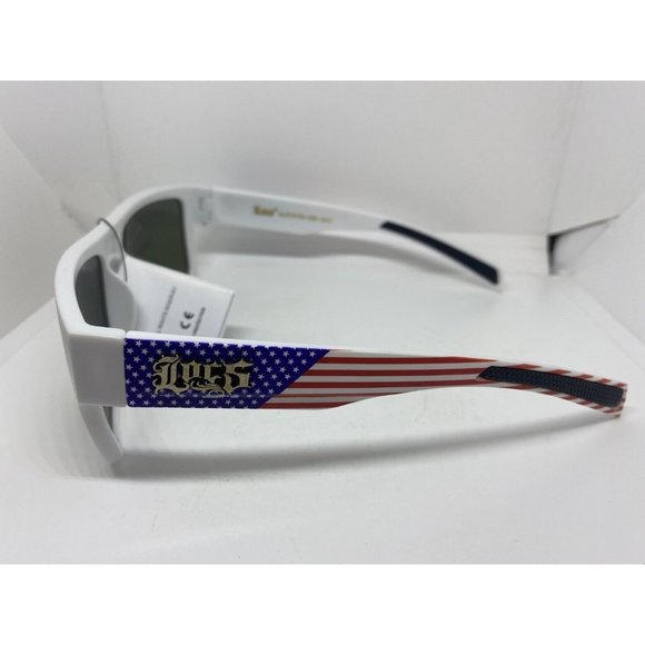 LOCS Hardcore Gangster Sunglasses Lowrider Biker White Yellow American Flag NEW - Picture 1 of 5